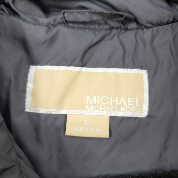 Michael Michael Kors Black Zipper & Snap Closure Long Puffer Jacket Size Medium - Picture 2 of 5
